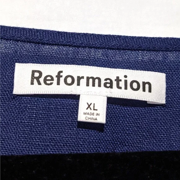 NWT Reformation Weiss Linen Wrap Midi Dress Danube Blue Women's Size XL - Picture 10 of 11